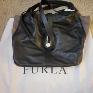 Furla black hobo bag